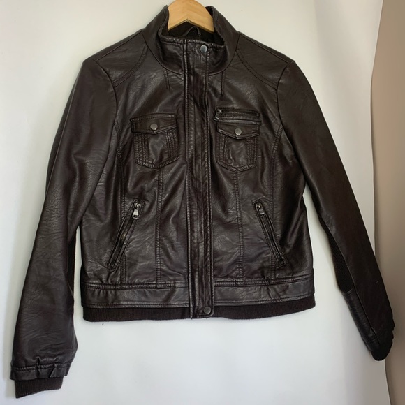 Brown Faux leather jacket XL Ci Sono by Cavalini - Picture 1 of 14